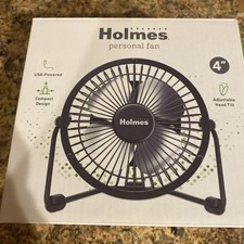 Holmes 4" USB Powered Adjustable Head Personal Desk Fan Black 32510033 12060