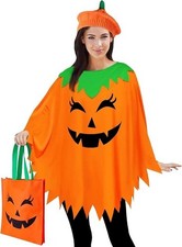 Pumpkin Costume for Women Adult,Pumpkin Poncho Halloween Costume Set One Size
