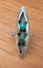 Vintage 925 Sterling Silver Blue Green 2 Stone Ring Size 7