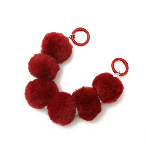 Fuzzy Mobile Phone Chain Aesthetic Charms Fluffy Wrist Lanyard Keychain Wrist - Picture 6 of 12