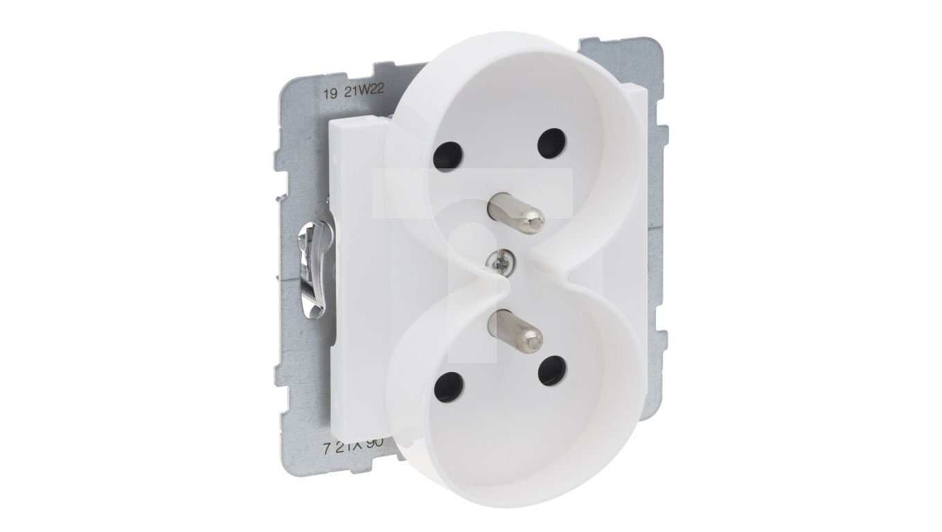 SUNO Double socket 2x2P+Z 16A 250V white automatic terminals with shutter /T2UK