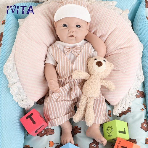 17'' Unpainted Silicone Reborn Baby BOY Look Real Silicone Doll Cute Infant - Picture 3 of 10