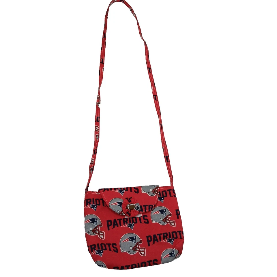 New England Patriots Cartera Casco de Fútbol Americano Hecho a Mano NFL Cruz Roja Bolso Pequeño Foto 2 de 4