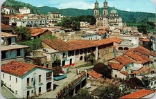 Taxco Mexico Scenic Aerial View City Skyline Houses Chrome Postcard