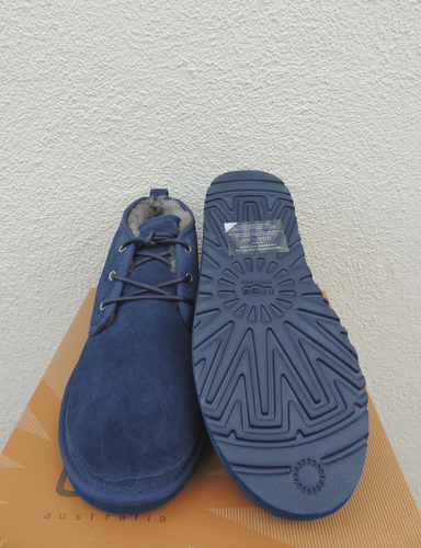UGG NEUMEL NEW NAVY BLUE SUEDE/ SHEEPWOOL ANKLE BOOTS, MEN US 12/ EUR 45 ~NIB - Picture 5 of 6