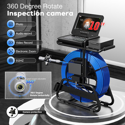 10  80M Pipe Inspection Camera Sewer Camera 512HZ Meter Counter 32mm Rotate Lens