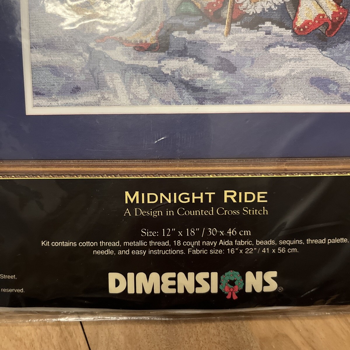 RARE Dimensions Gold Collection Midnight Ride Santa Cross Stitch