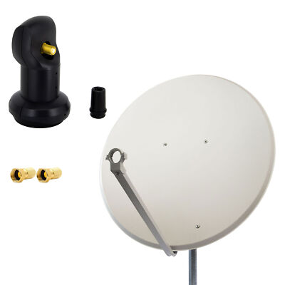 PremiumX SAT Anlage 100cm Satelliten Schüssel ALU Antenne Spiegel Single LNB 4K