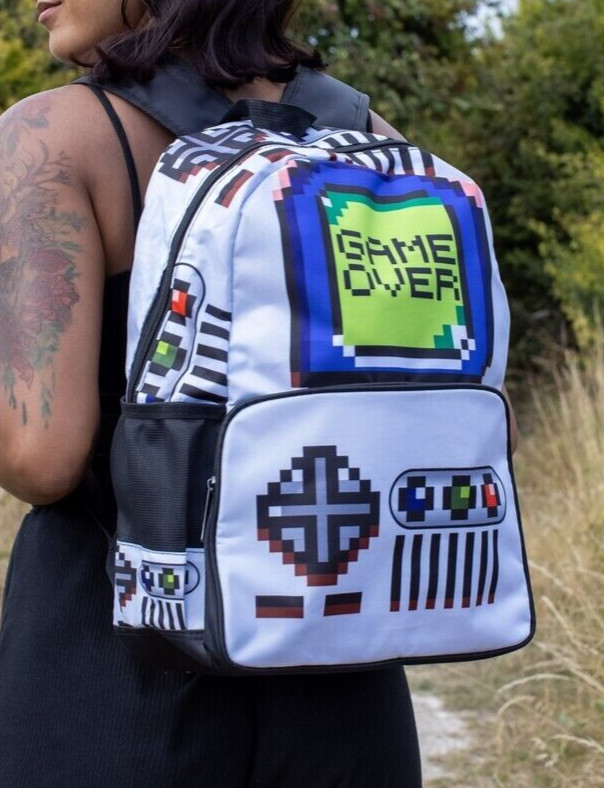 Consola Game Boy Retro Años 90 Mochila Mochila Mochila Escolar Colegio BLANCO GAME OVER