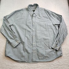 Eddie Bauer Outdoor Button Down Shirt 2XL Blue Pinstriped 100 Cotton Long Slv