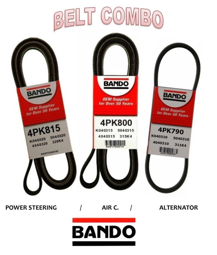 1992-1993 Honda Civic BANDO OEM Serpentine Belt Kit 3 Pcs A/C-Power S-Alternator