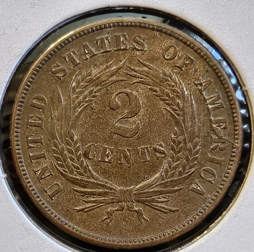 1865 Two Cent Piece BN- Choice Uncirculated "Amazing Detail* " Strong "Motto" - Image 2 of 3