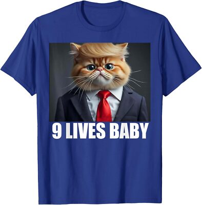 Cat Trump 9 Lives Baby Funny Cat 2024 Election Voting Unisex T-Shirt