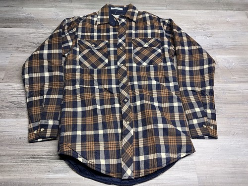 Vintage Northwest Territory Quilted Plaid Shacket Button Up Flannel Mens Sz S #1