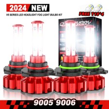 9006 9005 LED Headlight KIT Combo Bulbs 10000K High Low Beam Super Bright White