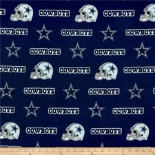 NFL DALLAS COWBOYS BLUE PRINT 100% COTTON NFL FABRIC FULL Yard 36" x 58" NEW