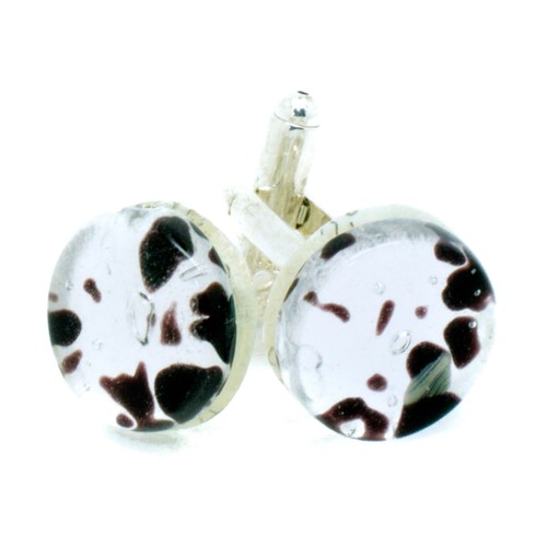 Murano Vidrio Gemelos Circular Plata Negro Morado Venecia Boda - Imagen 4 de 7