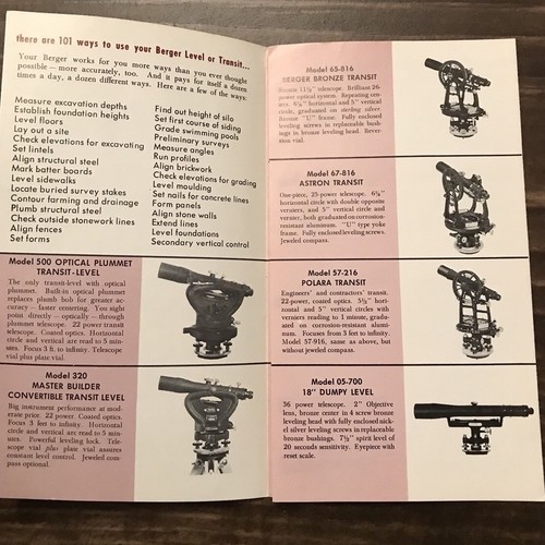 Vtg Berger Builders Transit Level Hardware Store Sales Brochure Advertising - Picture 3 of 5