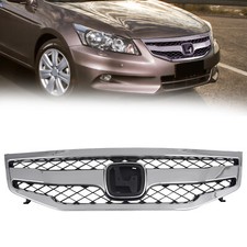 For 2011-2012 Honda Accord Sedan Chrome Front Hood Honeycomb Upper Grille Grill