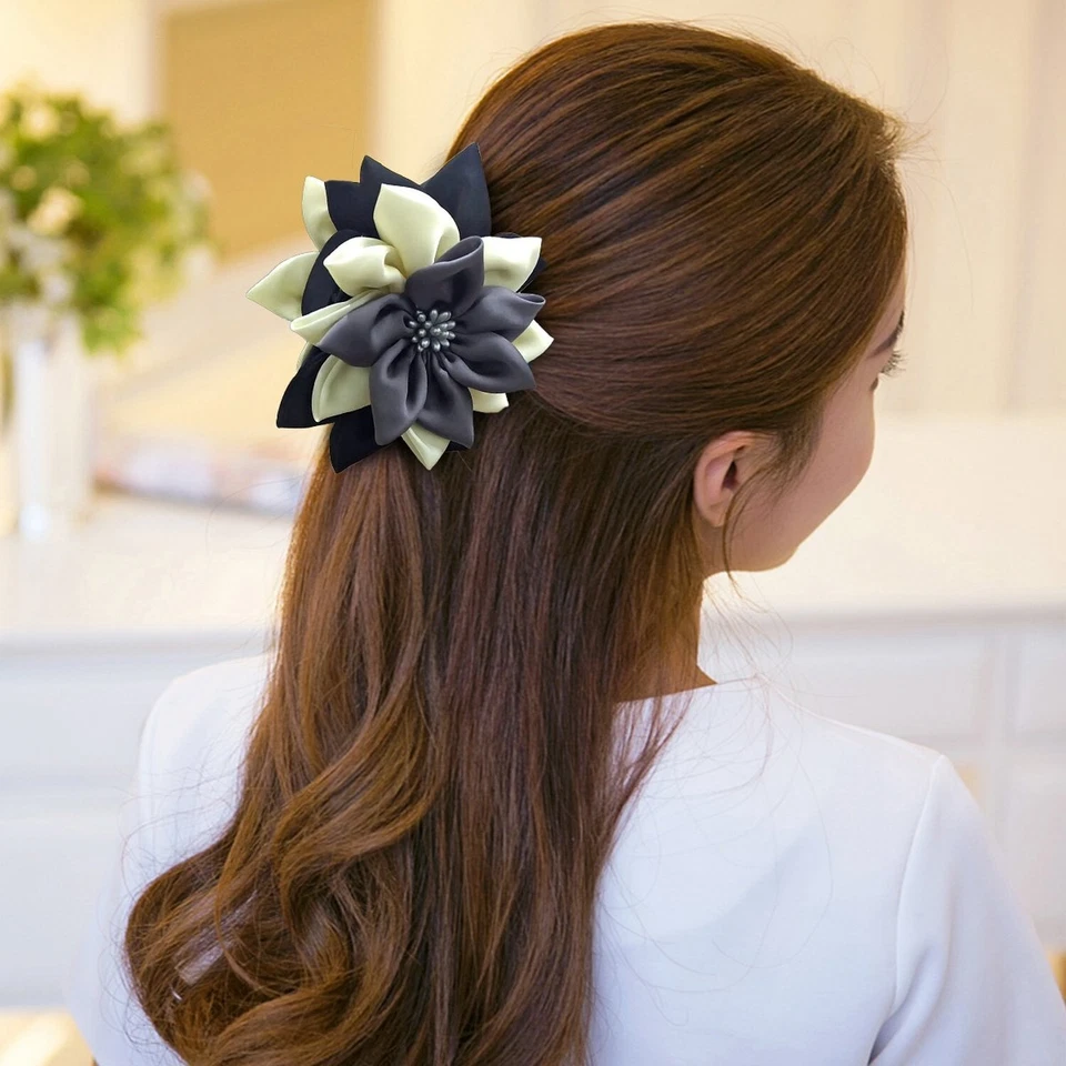 Clipes de garra de cabelo de mandíbula com design de flor de folha afiada | Clipes de garra fofos para mulheres... - Imagem 3 de 4