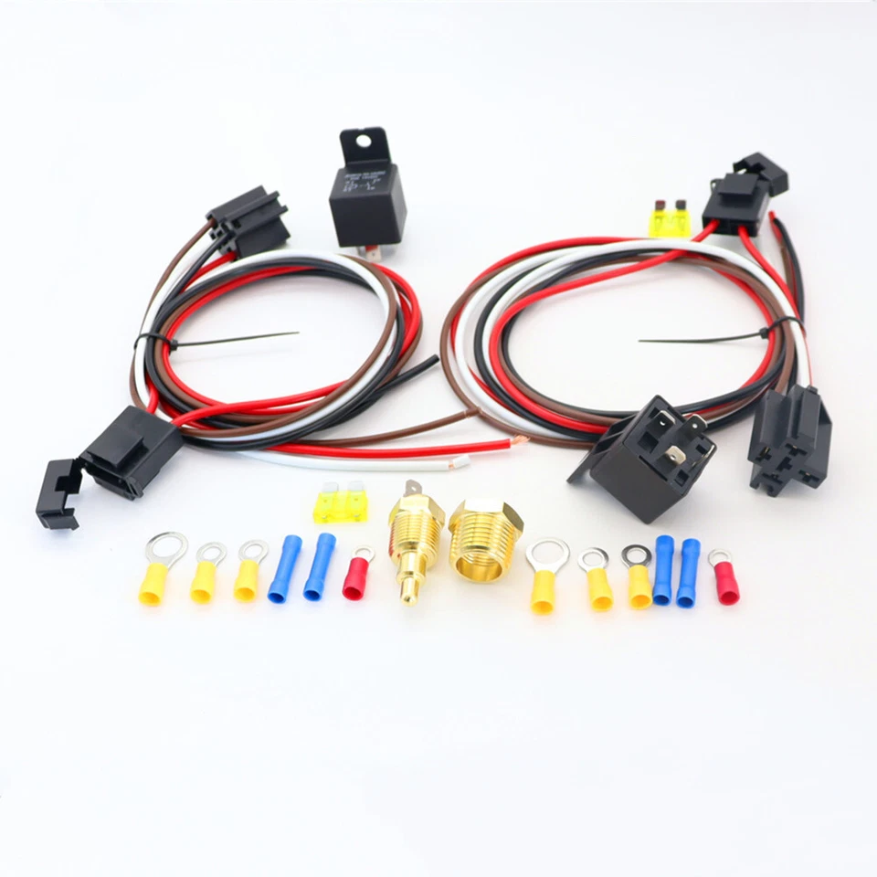 Kit de sensor de relé de cableado ventilador de refrigeración eléctrico doble termostato 12V 175°-185° 40 amperios Foto 2 de 4