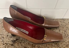 Vintage Luciano Padovan Womens Italian Leather Brown Heel Pump Size 38 US 7.5