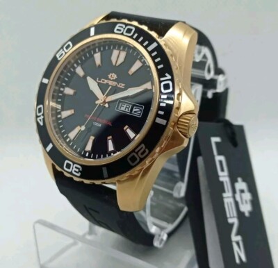 HERRENUHR LORENZ DAY DATE PROFESSIONAL DIVER GEHÄUSE ROSEGOLD, GUMMIBAND