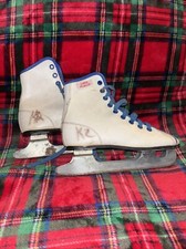 Vintage Ice Skates White/Blue Size Kid 13 Winter Home Decoration Good Condition
