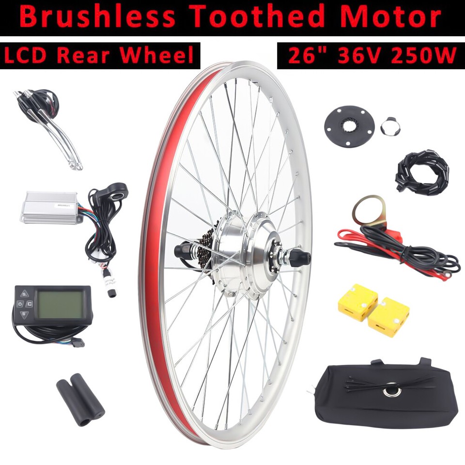 26 Inch 36V 250W Electric Bike Rear Wheel Conversion Kit E-Bike ...