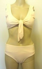 ZAFUL Light Salmon Padded Front Tie Bikini Set Size 6