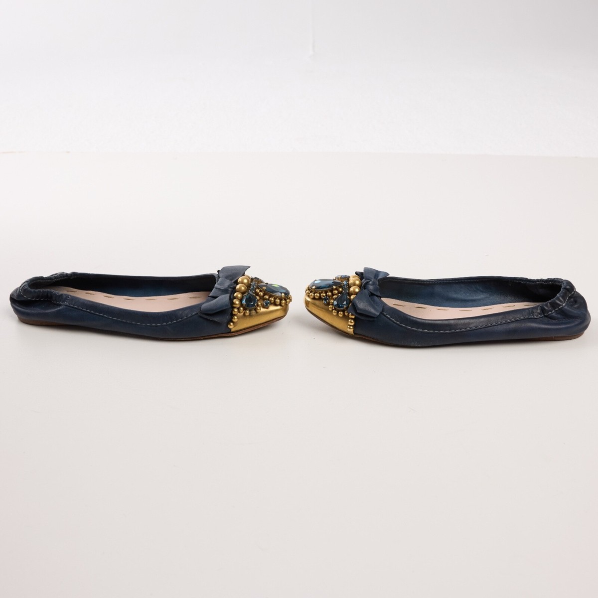 Miu Miu Blue Leather Ballet Flats Size EU 37 / US 7 | eBay