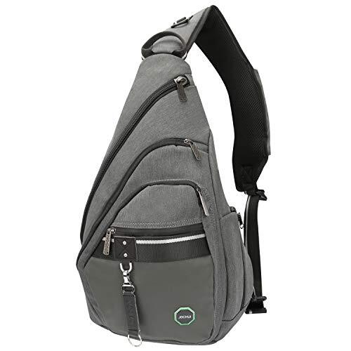 Sleek Gray Jochui 13-14 Inch Laptop Sling Backpack Large Capacity  