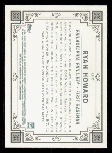 2020 Allen & Ginter Longball Lore Baseball #LL-19 Ryan Howard Phillies - Picture 2 of 4