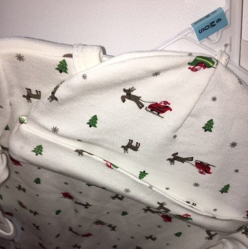 NUEVO CON ETIQUETAS CARTER'S MY FIRST CHRISTMAS PIJAMA Y SOMBRERO 6 Meses Dormir y Jugar Bebé - Imagen 3 de 3