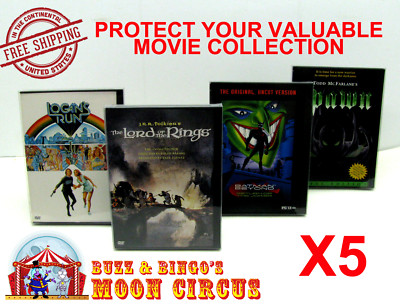 5x DVD SNAPBACK CASE (SIZE DV6) - CLEAR PLASTIC PROTECTIVE BOX