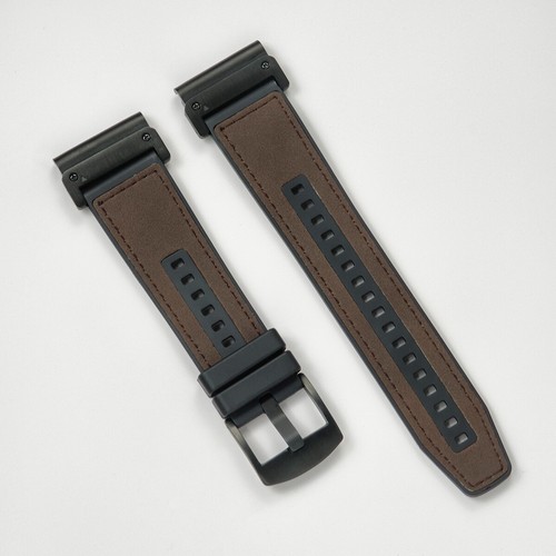 For Garmin Fenix 7 6 6x Pro 5 5x Plus Silicone+Leather Watch Band QuickFit Strap - 第 12/18 張圖片