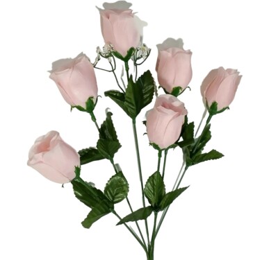 (12-Pack) Pink Rose 14'' Bush Home Wedding Silk Flower In/Outdoor Decor Craft US