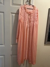 Vtg 60s Gossard Artemis Robe Only Sz S Watermelon Coral Nylon Chiffon LS