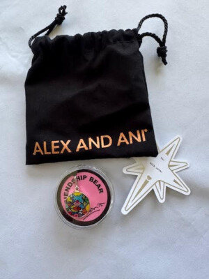 Britto Alex and Ani Art Infusion Chain Station Charm FRIENDSHIP BEAR Silver