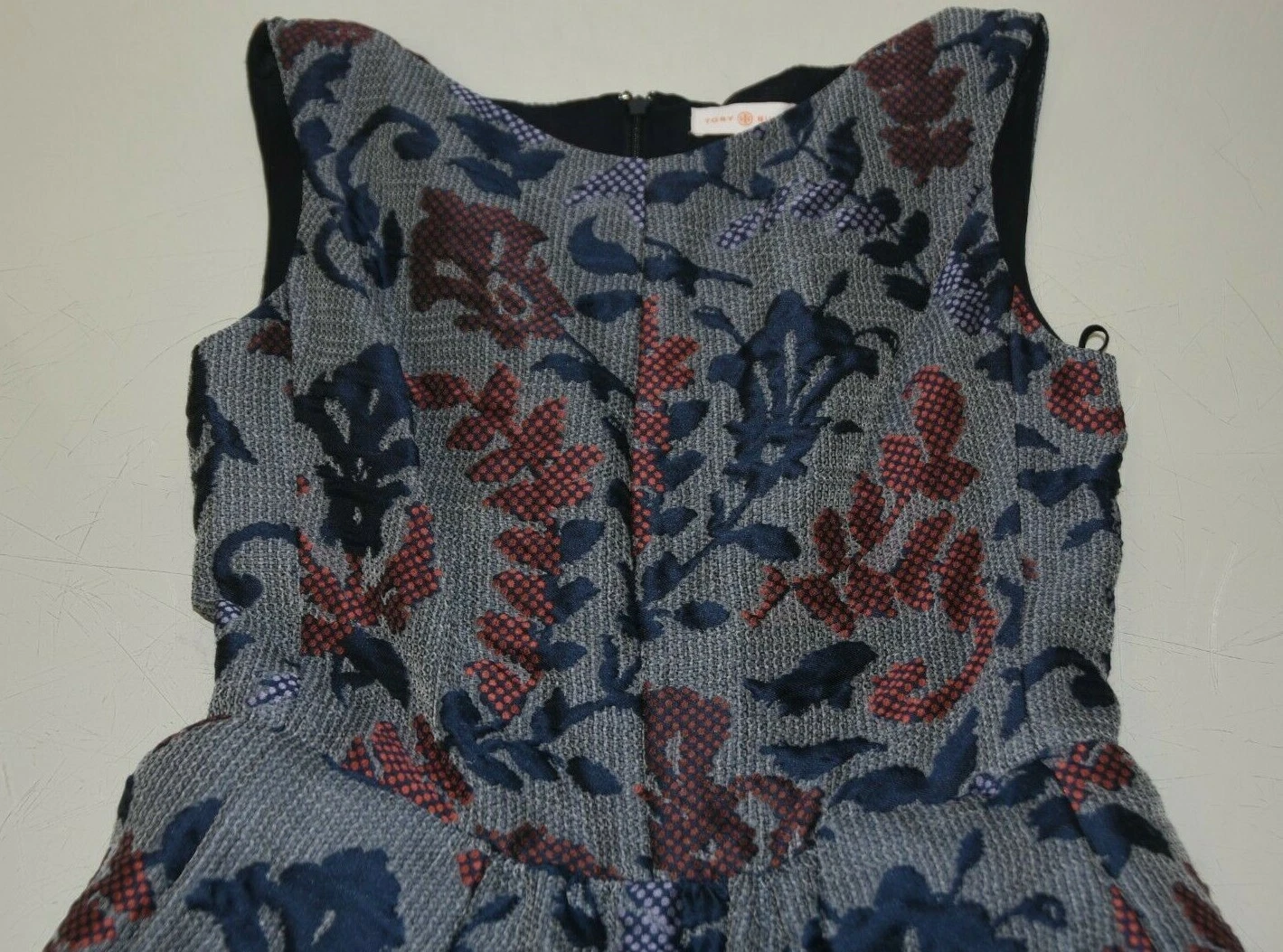 Abito Nuovo Abito TORY BURCH Jacquard Rosso Navy CLOQUE TRATTEGGIATE COLLO A BARCA $2495 2