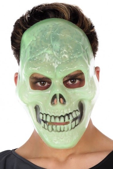 Mens Ladies Glow in the Dark Halloween Skeleton Skull Mask Fancy Dress Costume
