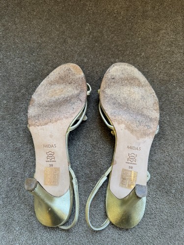 Midas Metallic Gold Leather Flower Heels Size EU38 - Picture 5 of 5