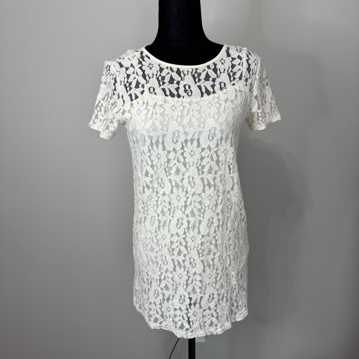 Forever 21 Dress juniors ladies Small White Crochet Overlay Sleeveless |  eBay