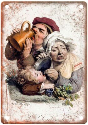 BOILLY, Louis-Léopold L'Automné, 1824 Liquor Poster Retro Look Sign E578