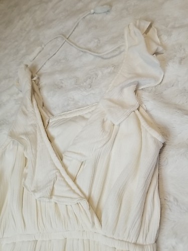 Mossimo Beige Cream Lace Tiered Dress Size XS Cottagecore Bohemian Maxi Fairy - Picture 9 of 17