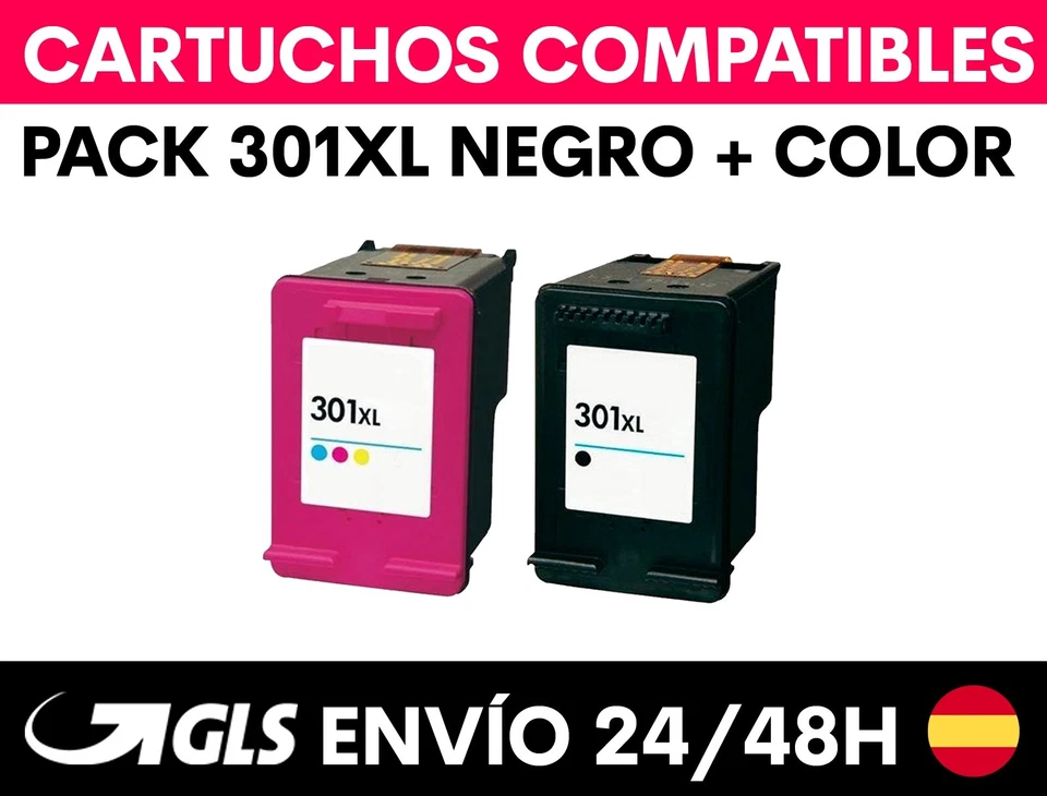 PACK CARTUCHOS DE TINTA COMPATIBLES HP 301XL NEGRO + COLOR