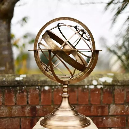 50cm Tall Antique Brass Celestial Garden Armillary Sundial Sphere - Picture 6 of 6
