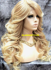 LACE FRONT FULL WIG LONG LAYERED WAVY MEDIUM BLONDE MIX HEAT OK NWT