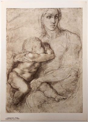Madonna & Kind, Michaelangelo Reproduktionsdruck
