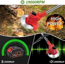Cordless Grass String Trimmer Lawn Edger Weed Wacker Cutter with 2 Batteries